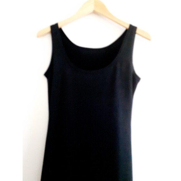Women's Solid Black Jersey Satin Sleeveless Tank Maxi Dress Small EUC - Picture 6 of 10